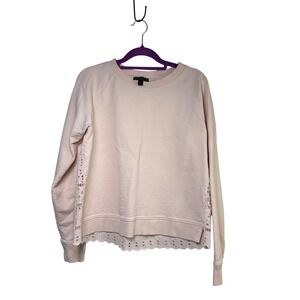 J.Crew Women's Small 100% Cotton Pale Pink Lace Hem Sweatshirt